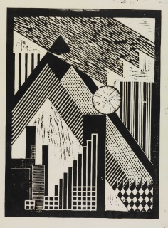Hannes Meyer, Untitled, undated, ca. 1925–26 Linocut on paper 32.5 ×43.5 cm gta Archives / ETH Zurich, Hannes Meyer / © Heirs to Hannes Meyer