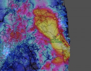 Radiation data by Safecast, Maps tiles by Stamen Design under CC by 3.0. Geographic data by Open Street Map under CC By SA. — Cortesía de Laboral Centro de Arte y Creación Industrial