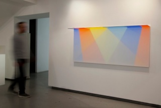 David Magán, Binary V, 2016. 180 x 80 x 30 cm. Acrylic, wood, white paint, aluminium and light