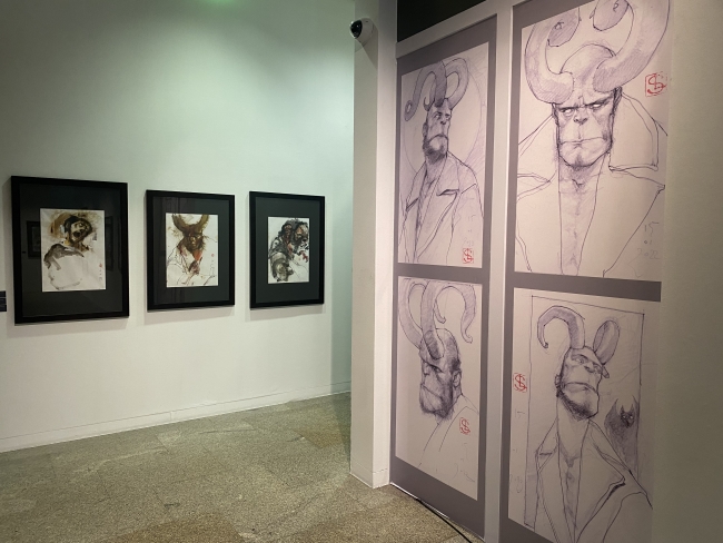 Vista de la exposición "Goya-Hellboy. Unha iconografía de monstros por Stéphane Levallois" — Imagen cortesía de Afundación