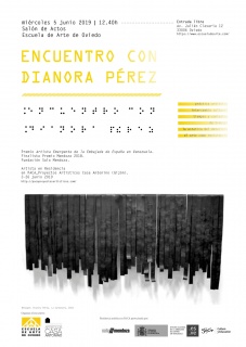Cartel - Encuentro con Dianora Pérez en la Escuela de Arte de Oviedo.