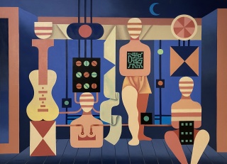 Mario Carren?o, Computadoras de la noche, óleo sobre tela, 120 x 160 cm., 1985