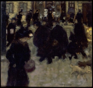 Pierre Bonnard, Gente en la calle (Personnages dans la rue), ca. 1894. Óleo sobre papel fijado a tabla, 24x25 cm, Colección particular