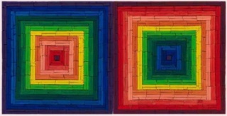 Vik Muniz, Metachrome (Double Scramble, after Frank Stella), 2016, archival pigment print, edition of 6 + 4 AP, 101.6 x 201.4 cm. (40 x 79 1/4 in.) & edition of 6 + 2 AP, 149.9 x 297.2 cm. (59 x 117 in.)