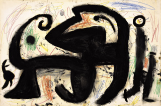 UNTITLED, C.1981 oil, wax, crayon and pencil on paper 70 x 105 cm 27 28/50 x 41 17/50 inches