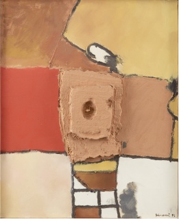 Guinovart, Petit cup i vermell, Mixta s/tela, 100 x 80 cm. — Cortesía de la Galería Atelier