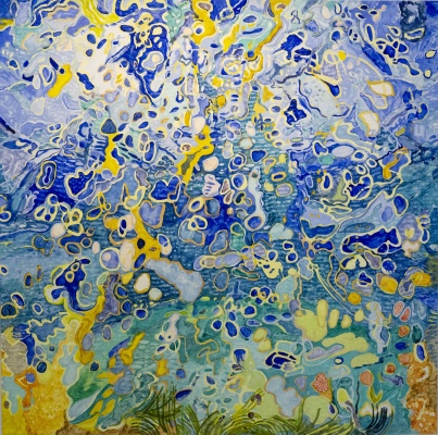 Rafel Joan, Sortint de s'aigua 2022-2024. Acrílico-lienzo 200x200cm - ABA ART