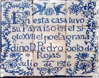 Azulejo en la fachada de la casa de los Mascarones. Hermenegildo Lanz, 1926 – Cortesía del Centro José Guerrero de Granada