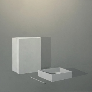 Luis Repiso, S7T serie "la caja" Acrílico sobre lienzo, 80x80 cm.