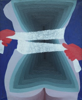 Esther Boix, No clou (Se?rie Dianes), 1971, óleo sobre tela, 65 x 54 cm. — Imagen cortesia de la Galeria Marc Dome?nech
