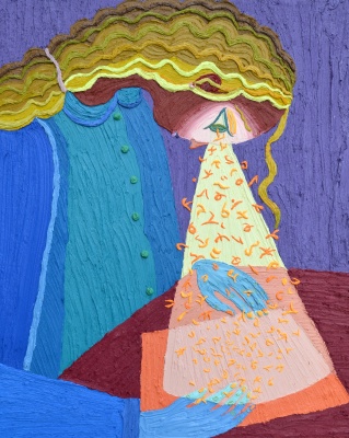 Laura López Balza: Letra para una melodía interior, 2024. O?leo sobre tela. 100 x 81 cm. — Imagen cortesía de la Galería Juan Silió