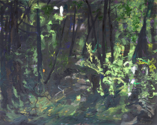 Arias Usandivara, Rosario. El silencio de los árboles. Oleo sobre tela. 120x100- 2019 — Cortesía del Museo Municipal de Bellas Artes de Tandil (MUMBAT)