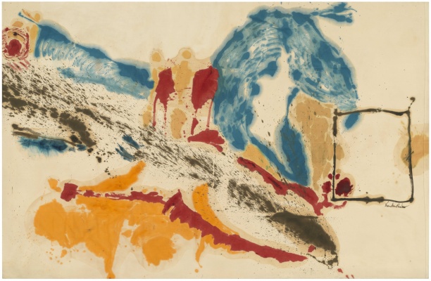 Helen Frankenthaler, Alassio, 1960. Óleo sobre lienzo, 216,5 x 332,7 cm. Helen Frankenthaler Foundation, New York © 2025 Helen Frankenthaler Foundation / VEGAP