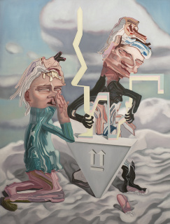 Carolina Muñoz, Escultórico I, 2021, Óleo sobre tela, 121 x 91 cm