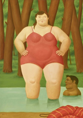 Fernando Botero. La Bañista, 2018. Óleo sobre tela. 141 X 100 cm. Colección privada — Imagen cortesía del Palau Martorell