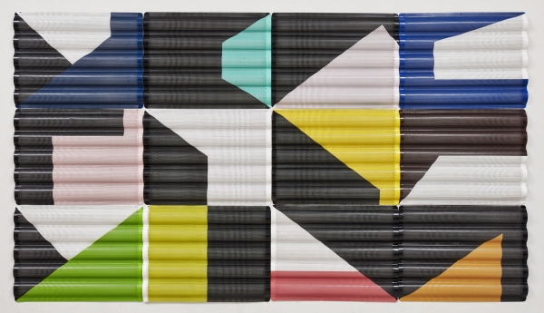 Relaciones Resonantes 2017 by Jorge Cabieses. Polyurethane paint on aluminum panels. 130 x 240 centimeters