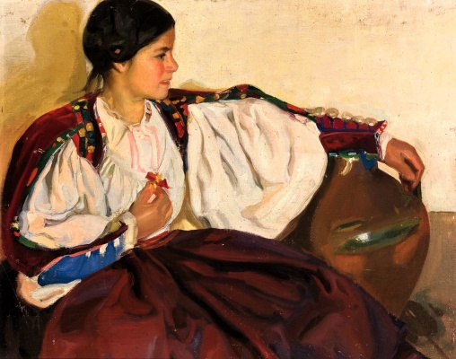 Niña sarda con cántaro, 1907. Antonio Ortiz Echagüe — Imagen cortesía del Museo Francisco Sobrino