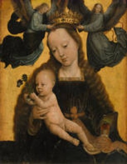 Gérard David, La Virgen con el Niño y dos ángeles que la coronan, h. 1520
