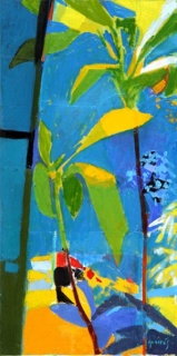 Graciela Genovés, Ventanita Azul, óleo sobre lienzo, 60x30cm, 2015