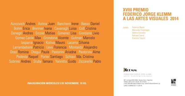 XVIII Premio Federico Jorge Klemm a las Artes Visuales 2014