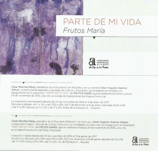 Próxima inauguración exposición Escultor Frutos María en el Palacio de la Diputación de Alicante.