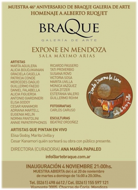 MUESTRA 46 ANIVERSARIO DE BRAQUE GALERÍA DE ARTE. HOMENAJE A ALBERTO RUQUET