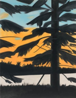 Alex Katz, Atardecer 1 (Sunset 1), 2008. Óleo sobre lino, 274,3 cm × 213,4 cm. Cortesía del artista © Paul Takeuchi 2014