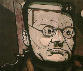 Retrato de José Clemente Orozco en un mural de Siqueiros