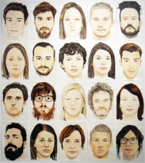 Marta Moura, Criminosos, Atletas e Artistas, 2014-2015, acrylic on paper, 42 x 29,5 cm each (20 works)