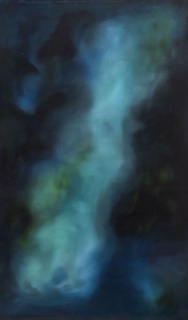 Silvia Gurfein, Partícula fantasma. Óleo sobre tela, 82x44 cm., 2015