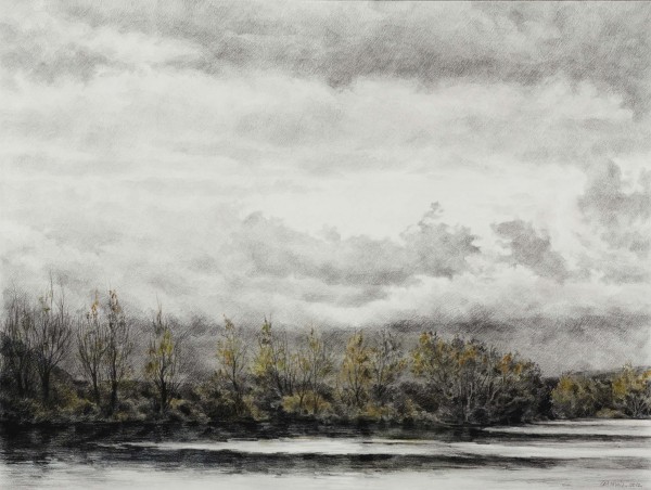 El Ebro en Briñas, primavera, 2012, Grafito y pastel sobre cartón, 60 x80