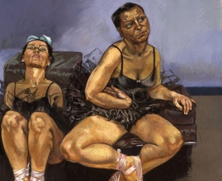 Paula Rego - Dancing Ostriches (triptych-left panel) 1995, pastel on paper mounted on aluminium, each panel 150 x 150 cm