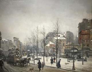 Ramon Martí i Alsina, Boulevard Clichy, París, 1879. Oli sobre tela, 74 x 93 cm. — Cortesía de la Sala Parés