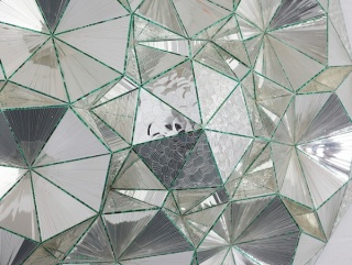 DETAIL: Monir Farmanfarmaian, Third Family - Heptagon, 2011. Mirror, reverse-glass painting, and acrylic. Courtesy of the artist and Haines Gallery. Photo: Robert Divers Herrick