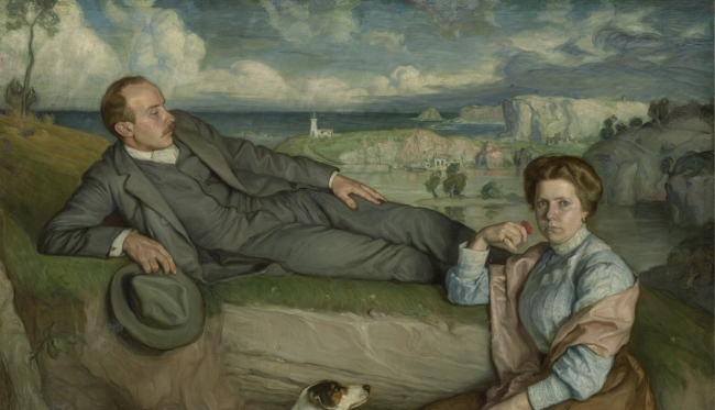 NICOLÁS SORIA. RETRATO DE JESÚS Y JOSEFA SORIA, 1910. DEPÓSITO DE LA FAMILIA SORIA EN EL MBBAA — Imagen cortesía del Museo de Bellas Artes de Asturias