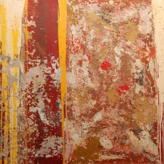 GARIKOITZ CUEVAS, Puertas Abiertas. Mixta sobre tela, 130 x 130 cm.