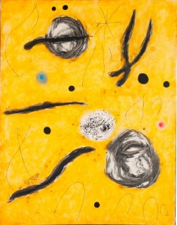Joan Miró, The first spark of day II, 1966. Akryl och olja på duk, 146 x 114 cm. Fundació Joan Miró, Barcelona.