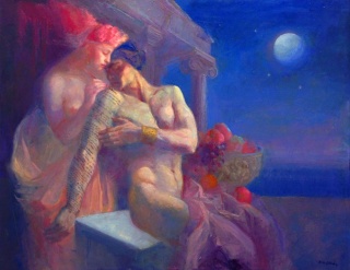 Emilia Castañeda, "Palabras de amor y dolor", óleo sobre tela, 114x146 cms.