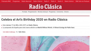 RADIO CLASICA (RNE) - ART´S BIRTHDAY 2020 PABLO SANZ