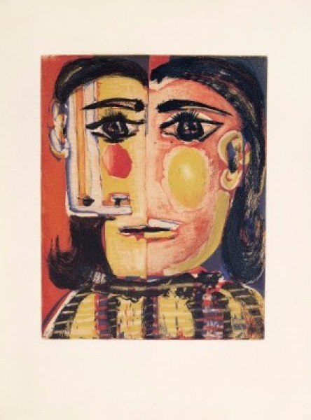 Pablo Picasso (1881-1973), Cabeza de mujer. Retrato de Dora Maar. V, 1939. Aguatinta, raspador y punta seca sobre cobre. Cuatro planchas impresas en cuatro colores. Plancha: 29,9 x 23,7 cm / Papel: 44,5 x 33,5 cm. Museo Picasso Málaga. Donación de Bernard