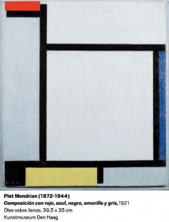 Piet Mondrian, Composición con rojo, azul, negro, amarillo y gris, 1921. Óleo sobre lienzo, 39'5x35 cm. Kunstmuseum Den Haag — Cortesía del Museo Nacional Centro de Arte Reina Sofía