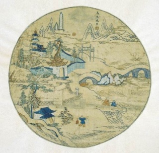 Wuyi [Nanjing] al atardecer. Bordado de la familia Gu. Siglos XVI-XVII. © Nanjing Museum