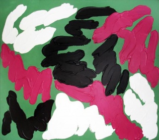 Pierre Dunoyer, Green, 1982, Acrílico sobre tela, 180 x 155 cm.  70 7/8 x 61 in. Por cortesía de la NH Galeria
