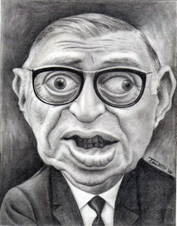 Jean Paul Sartre - Dibujo de Walter Toscano