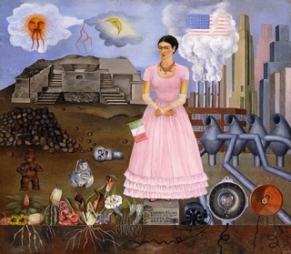 Self-Portrait on the Border Line between Mexico and the United States, 1932 Frida Kahlo, Mexican, 1907–1954 Oil on metal 12 1/2 × 13 3/4 inches (31.8 × 34.9 cm) Collection of María and Manuel Reyero, New York © Banco de México Diego Rivera Frida Kahlo Mus