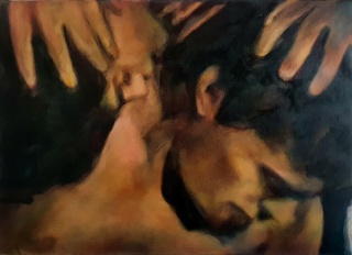 Iva Lulashi, Colloqui, 2023, oil on canvas, 25 x 30 cm