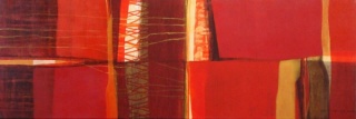 Ana Orallo, Tierra Roja. Acrílico sobre tela, 60x180 cm.