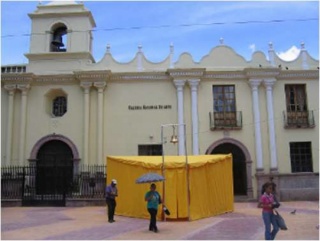 Pablo Helguera, The School of Pan-American Unrest , 2006, Installation view, Schoolhouse in front of the Galeria Nacional de Arte, Honduras, courtesy of the Artist