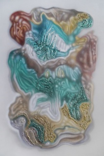 Jorge Cabieses-Valdés. Serie Schadenfreude (Lota) (1), Oleo y acrilico sobre tela, 180 x 115 cm., 2019 — Cortesía de D21 Proyectos de Arte