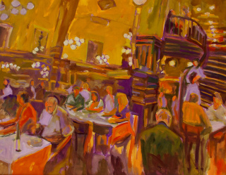 Café a la americana  óleo sobre lienzo 114 x 146 cm.